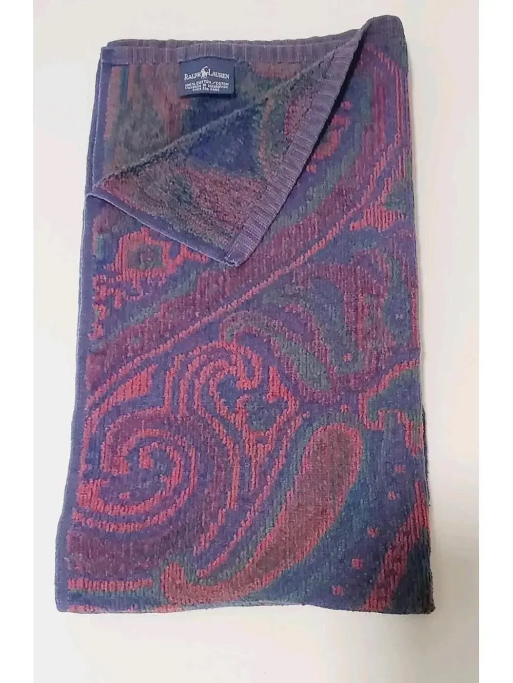 Vintage Ralph Lauren Paisley Medallion 1 Hand Towel Jewel Tones
